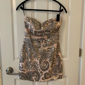 Forever 21 nude & silver mini dress…..NWT